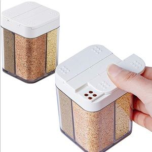 NIB - 2 Pack 4-in-1 Plastic Salt & Pepper Shaker or Spice Dispenser